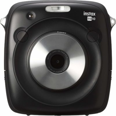 This is an image of a black Instax Square SQ10 instant camera by Fujifilm. 