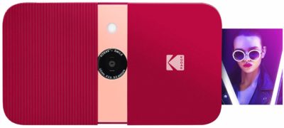 This is an image of a red Instant digital camera by Kodak. 