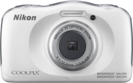 This is an image of White Nikon-COOLPIX-W100-13.2MP-1080P-Digital-Camera