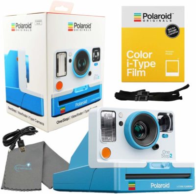 This is an image of a summer blue OneStep 2 Viewfinder i-Type bundle kit by Polaroid. 