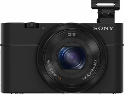 This is an image of a black Sony RX camera with 1 inch sensor. 
