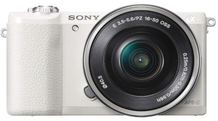 This is an image of Sony Mirrorless digital camera a5100 serie in white color