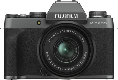 This is an image of Fujifilm X-T200 Mirrorless Digital Camera w/XC15-45mm Kit - Dark Silver