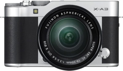 This is an image of Fujifilm X-A3 Mirrorless Camera XC16-50mm F3.5-5.6 II Lens Kit - Silver