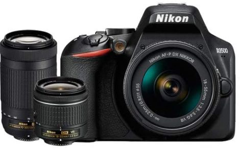 This is an image of Nikon D3500 W/ AF-P DX NIKKOR 18-55mm f/3.5-5.6G VR Black