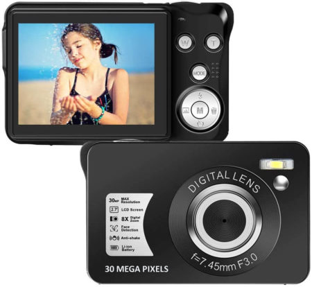 This is an image of a black Seree Digital Camera with 2.7 Inch LCD, 30 Mega Pixels sensor and 8X Zoom