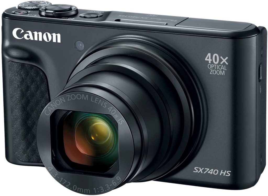 This is an image of a Canon PowerShot SX740 camera with 20.3 MP CMOS sensor and 40x optical zoom