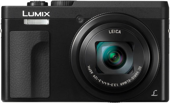 This is an image of a black Panasonic LUMIX DC-ZS70K digital camera with 20.3 megapixel mos sensor and 30x leica lens