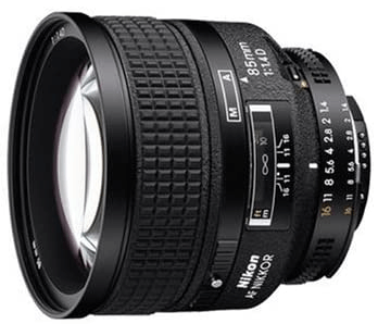 This is an image of a black Nikor 85mm camera lens for nikon camerascamera