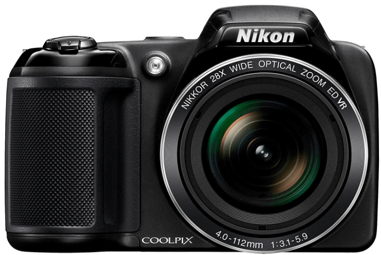 This is an image of a black Nikon Coolpix L340 20.2 MP Digital Camera with 28x Optical Zoom and 3.0-Inch LCD 