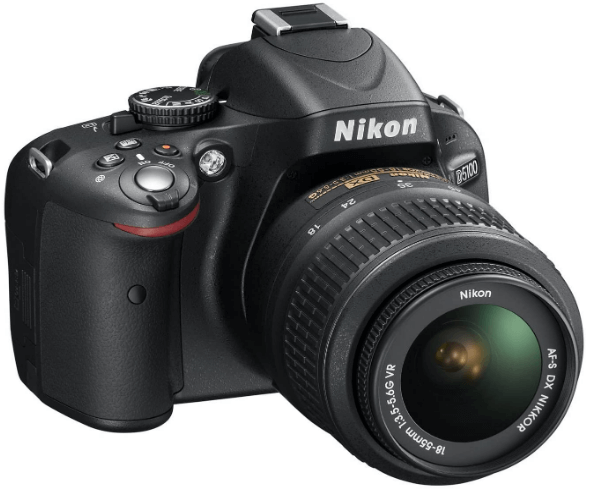 This is an image of a black NikonD5100 camera with 16 megapixel sensor and 3 inch LCD