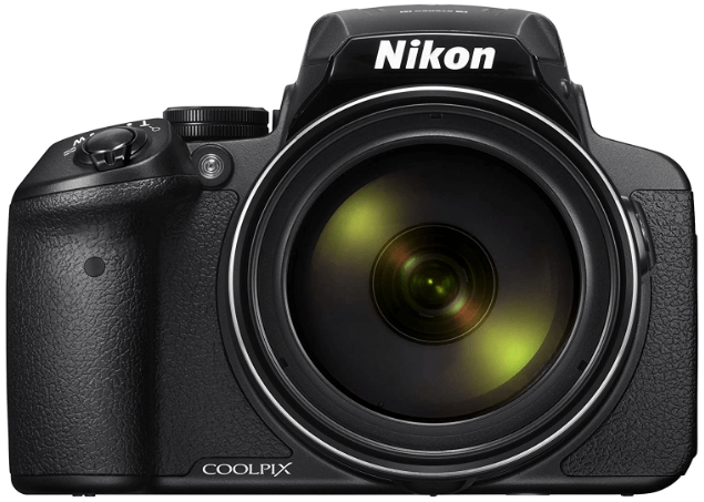 This is an image of a black Nikon Coolpix P900 camera with 16MP APS C sensor and 2000mm lens