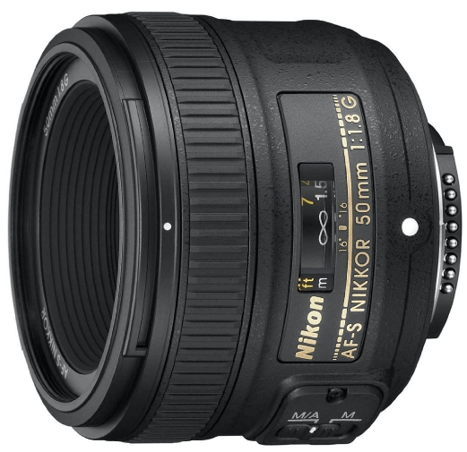 This is an image of a black Nikon AF 50mm camera lens for cameron lens