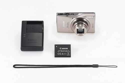 battery and accessories of the Canon PowerShot ELPH 360 Digital Camera