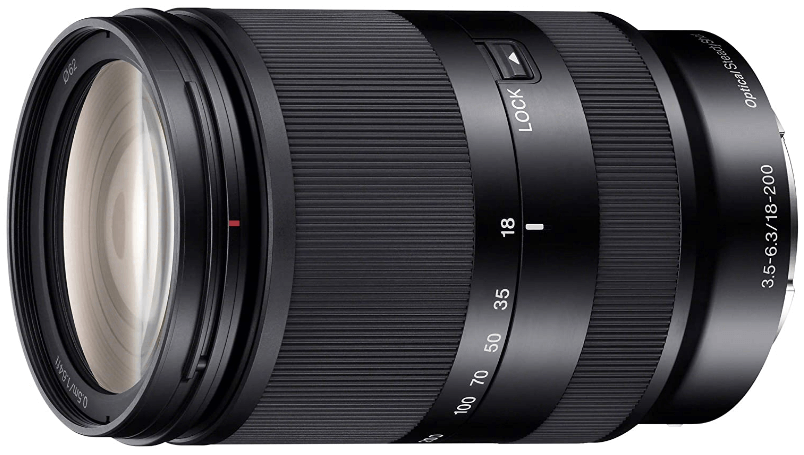 This is an image of a black Sony 18-200mm camera lens for sony a6500 camera 