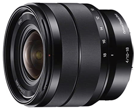 This is an image of a black Sony - E 10-18mm Wide-angle Zoom lens for sony a6500 camera 