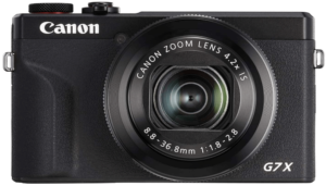 This is an image of a black Canon PowerShot G7X Mark III Digital 4K Vlogging Camera with 3.0-inch Touch LCD