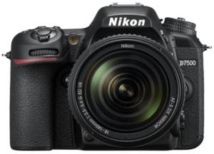 This is an image of a black Nikon D7500 Camera Body with 18-140 zoom